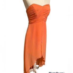 David’s Bridal Bridesmaid Coral Strapless Dress Size 6